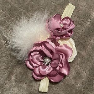 Hand made fabric petals Lilac head band